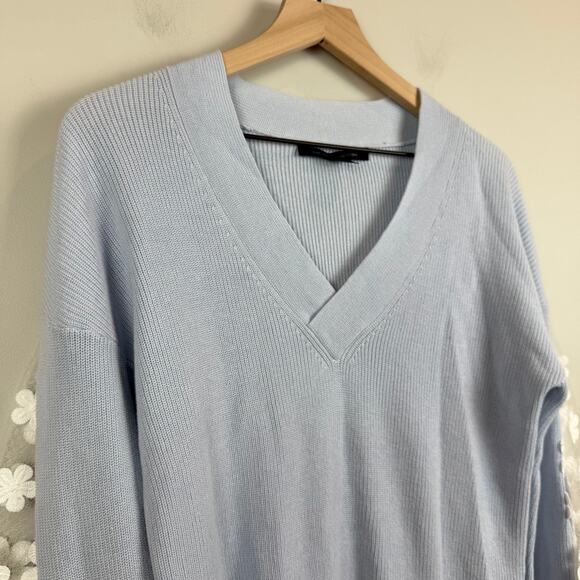 French Connection Caballo Sweater Women XS Blue Lace Arm Panel Boho Coquette - Picture 5 of 10